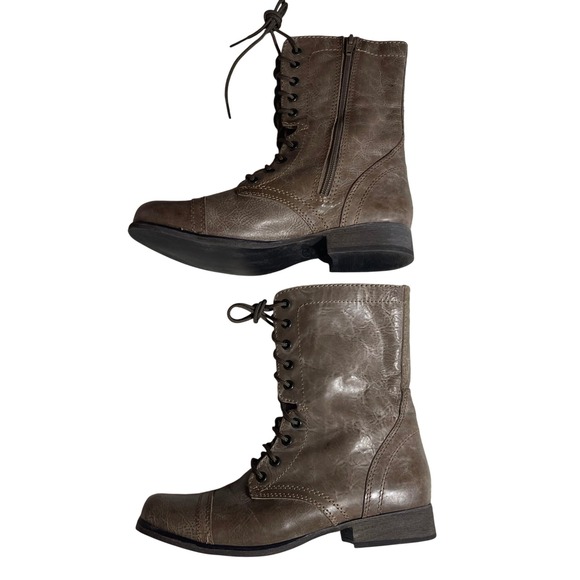 Steve Madden Troopa Leather Lace Up Combat Boots Brown Women's Size 8M - Picture 5 of 8